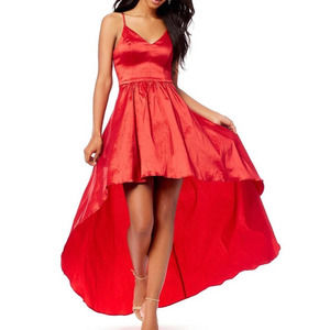 B. Darlin Taffeta Lace High Low Cocktail Party Prom Wedding Guest Red Dress